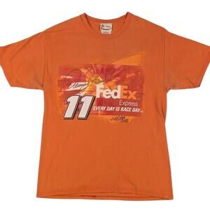 Fedex Nascar #11 Race Day Denny Hamlin Orange Vintage Shirt Size Medium
